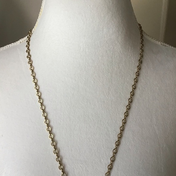 J.Crew Tassel Necklace Gold Tone Chain Black White Seed Bead Fringe Boho Chic - Picture 7 of 14